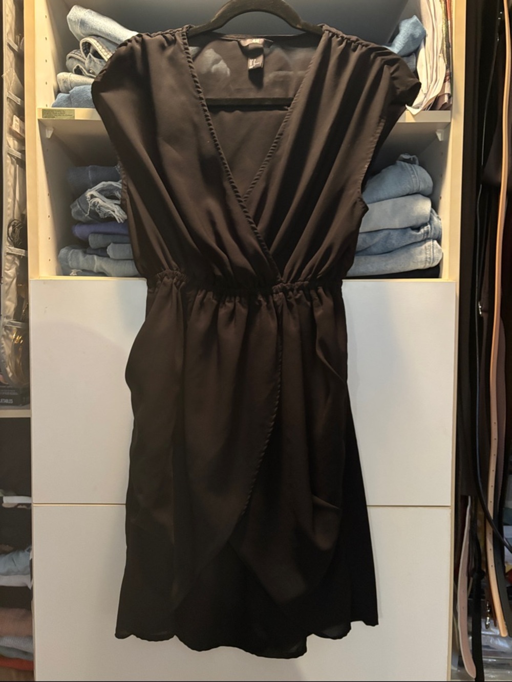 Black V-Neck Wrap Dress
